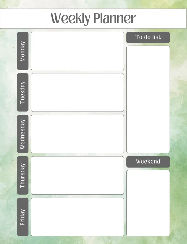 watercolor 2025 Weekly Calendars